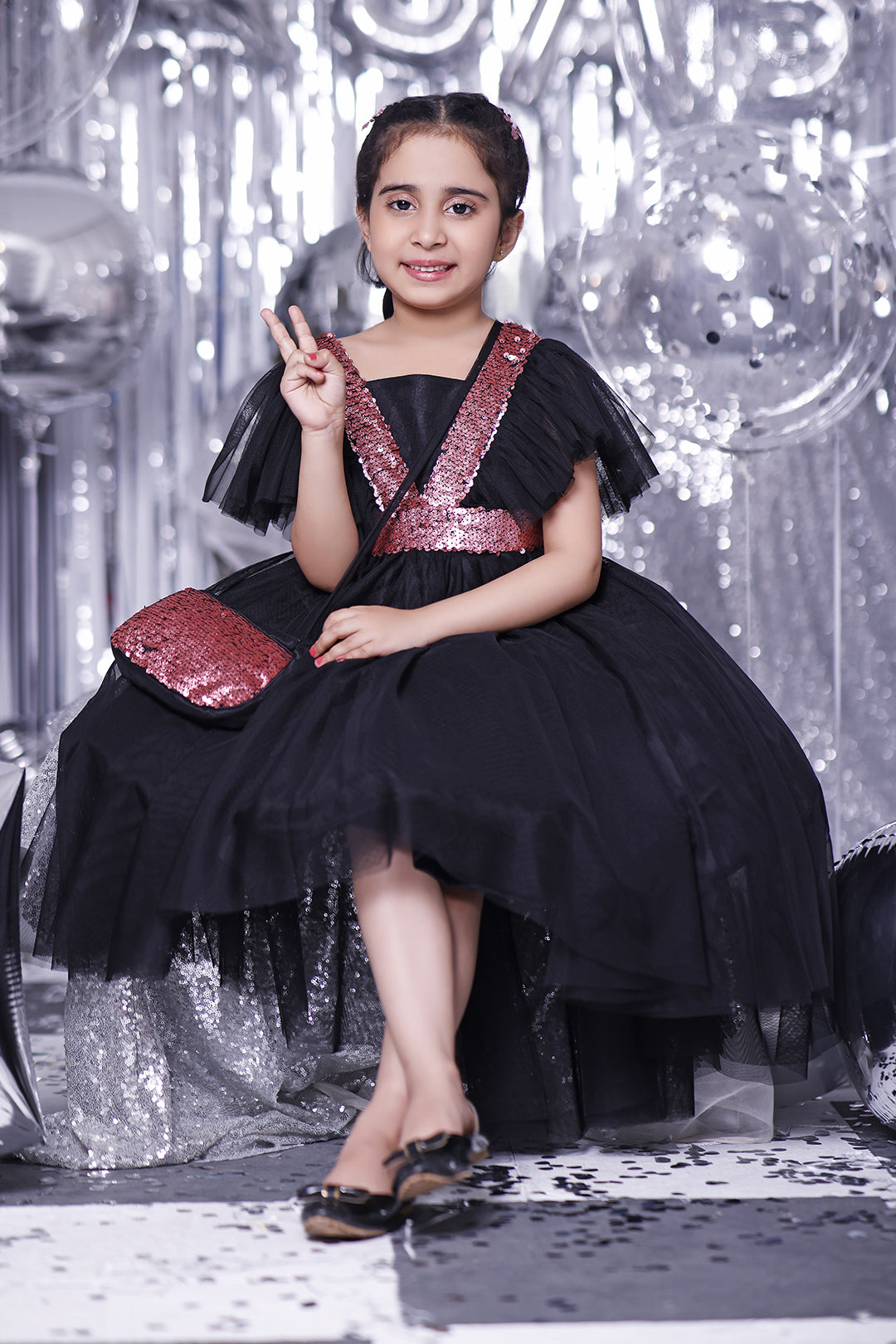 Sequins Net Ruffled Frock | BIRTHDAY BASH | F2114