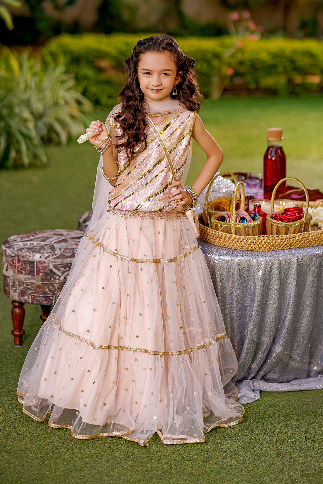 Sequins Textured Net Lehenga Choli | Eid Affairs | L3075