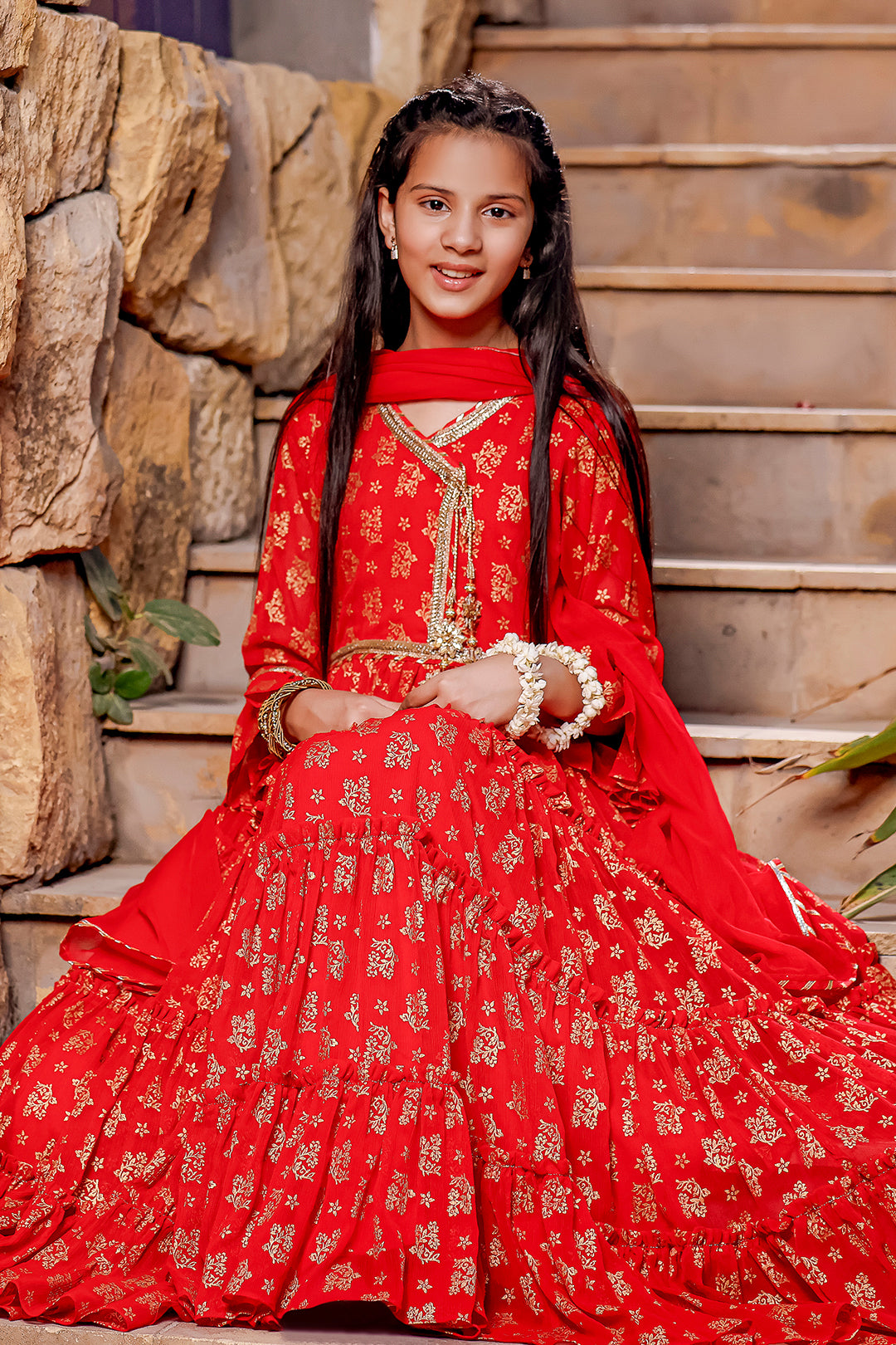 Screen Printed Chiffon Angharka Maxi | Eid Affairs | M3078