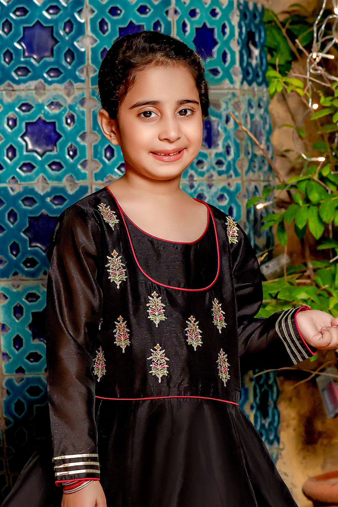 SANA'S red embroidered raw silk maxi dress Pakistan Eid