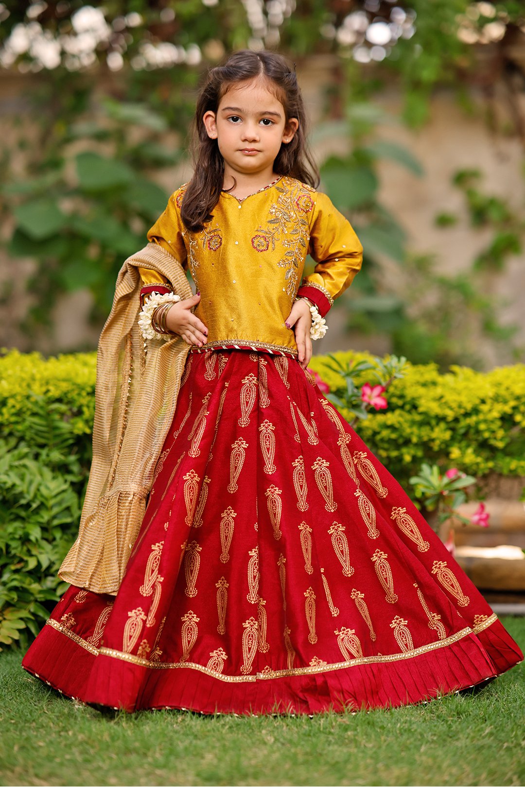 Embroidered Raw Silk Screen Print Lehenga Choli | Eid Affairs | L123036 & L3036