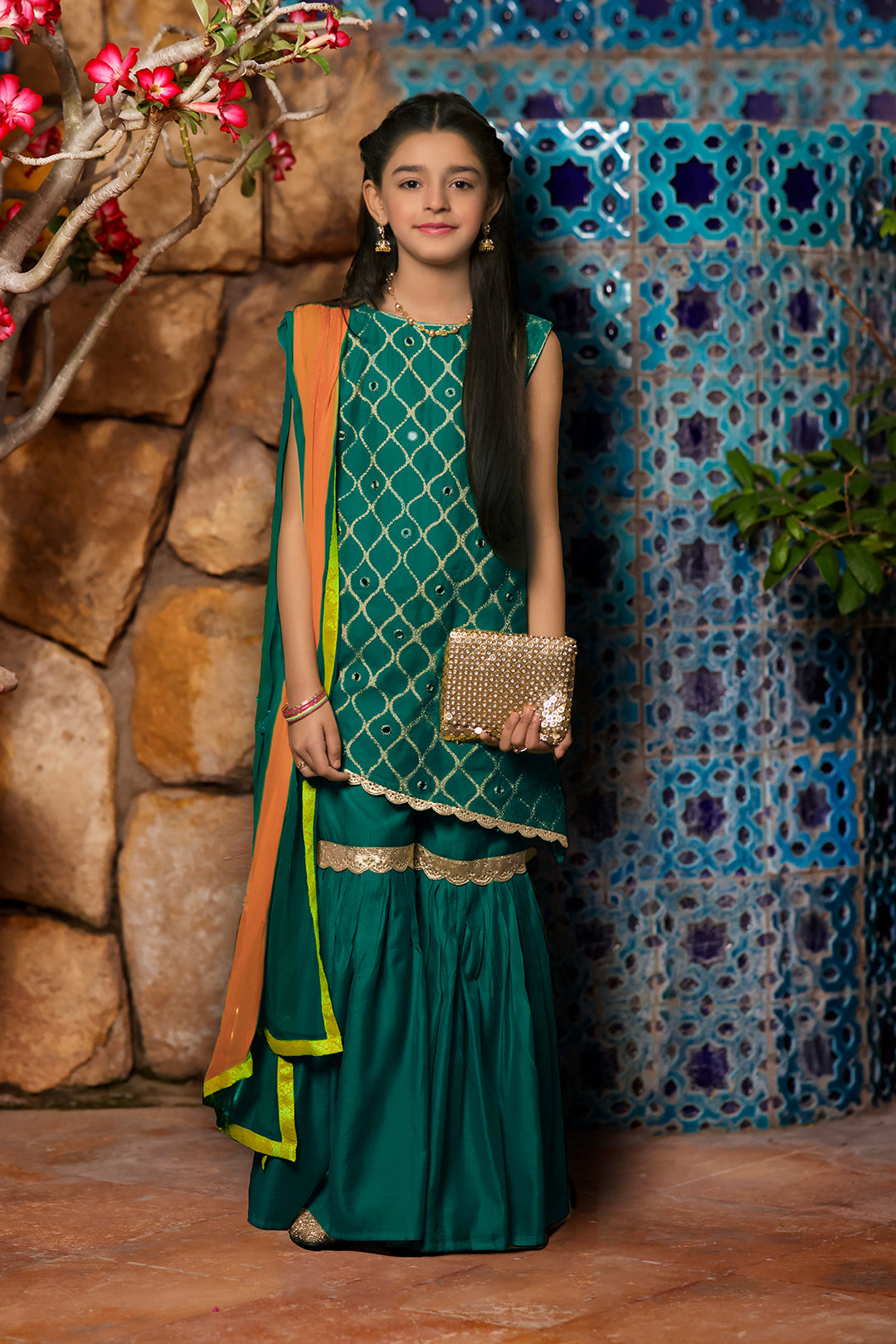 Embroidered Cotton Net Gharara Suit Eid Affairs G1396