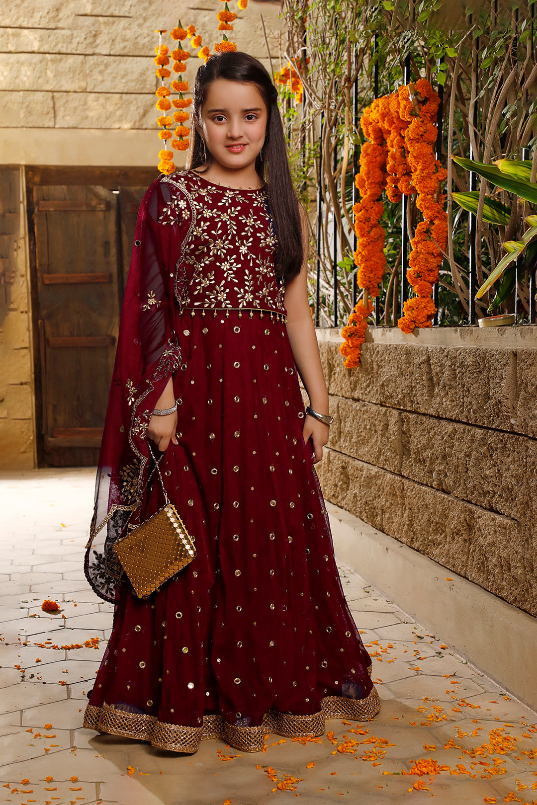 SANA'S red embroidered net lehenga Pakistan Eid
