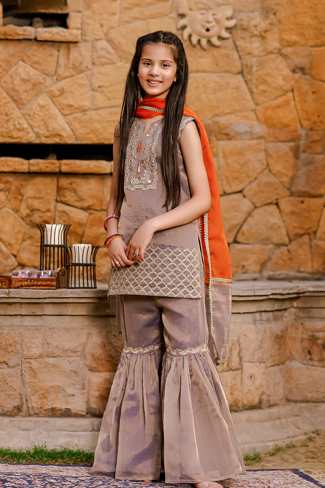 SANA'S red embroidered gharara suit Pakistan Eid