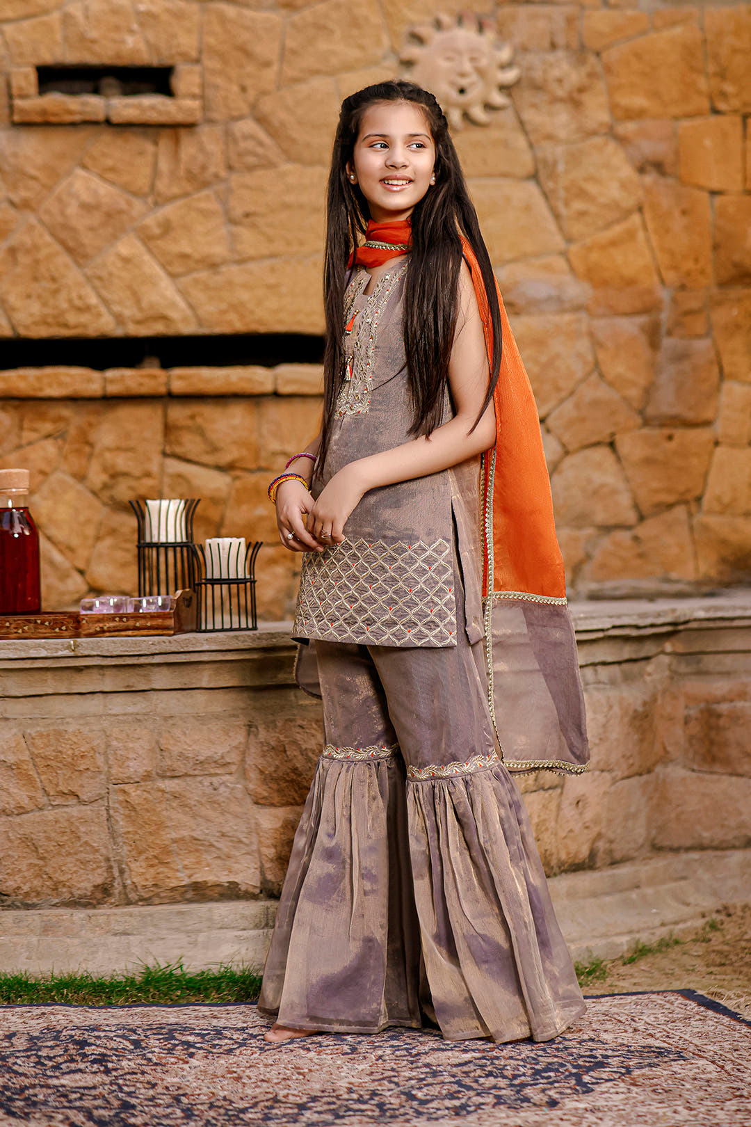 SANA'S red embroidered gharara suit Pakistan Eid