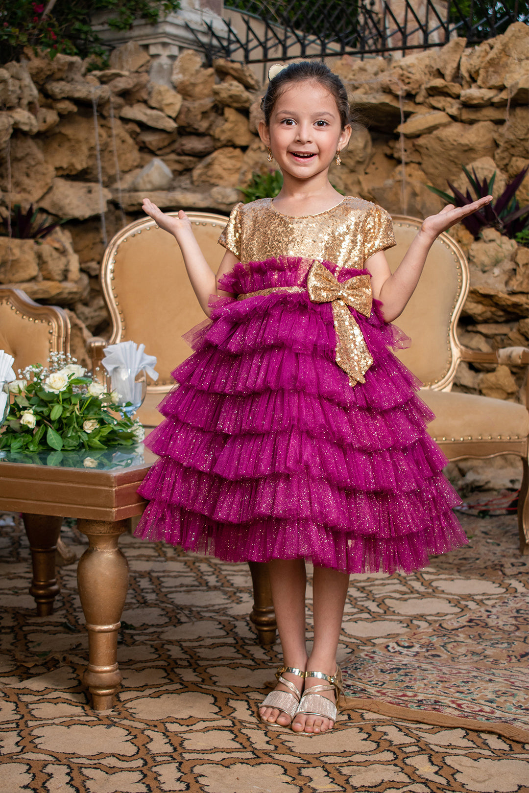 Sequins Glitter Net Layered Frock | New Collection | F2115