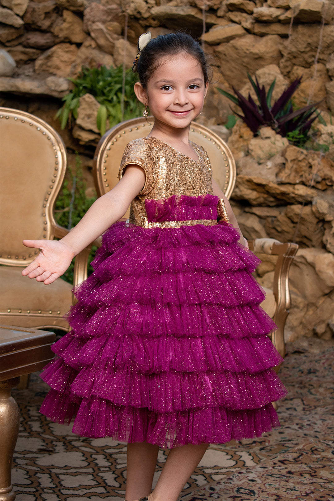 Sequins Glitter Net Layered Frock | New Collection | F2115