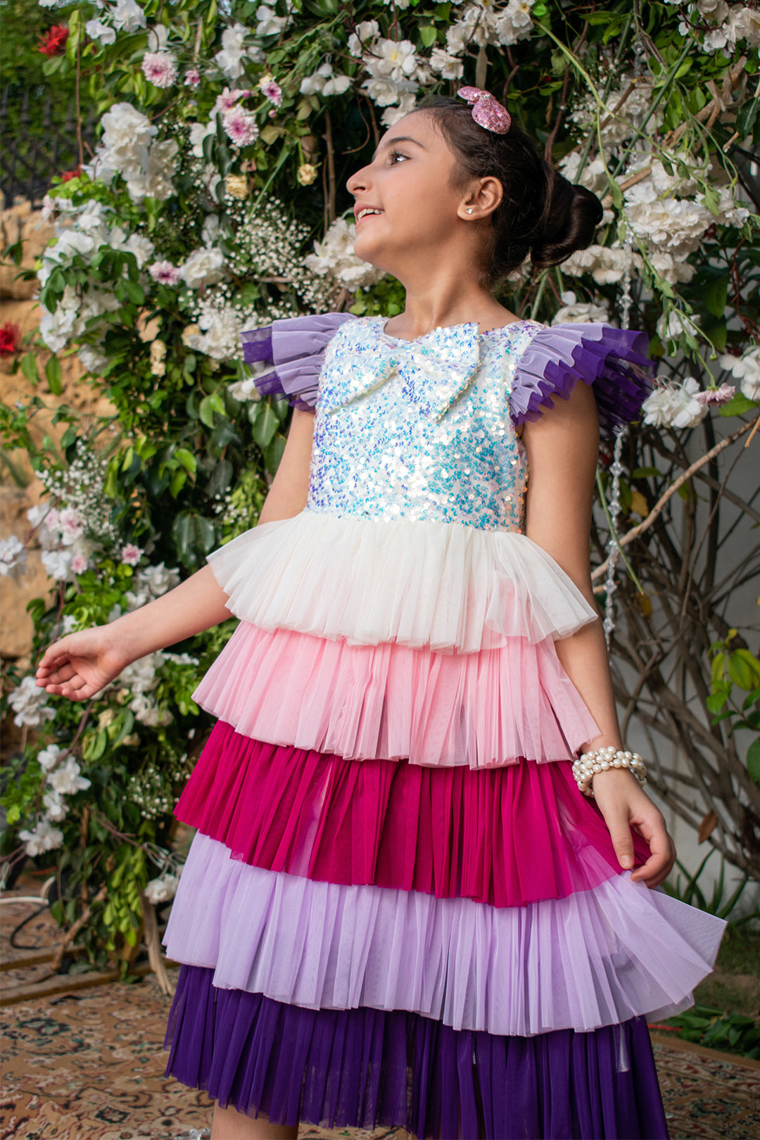 Sequins Multi Layered Net Frock | New Collection | F5023