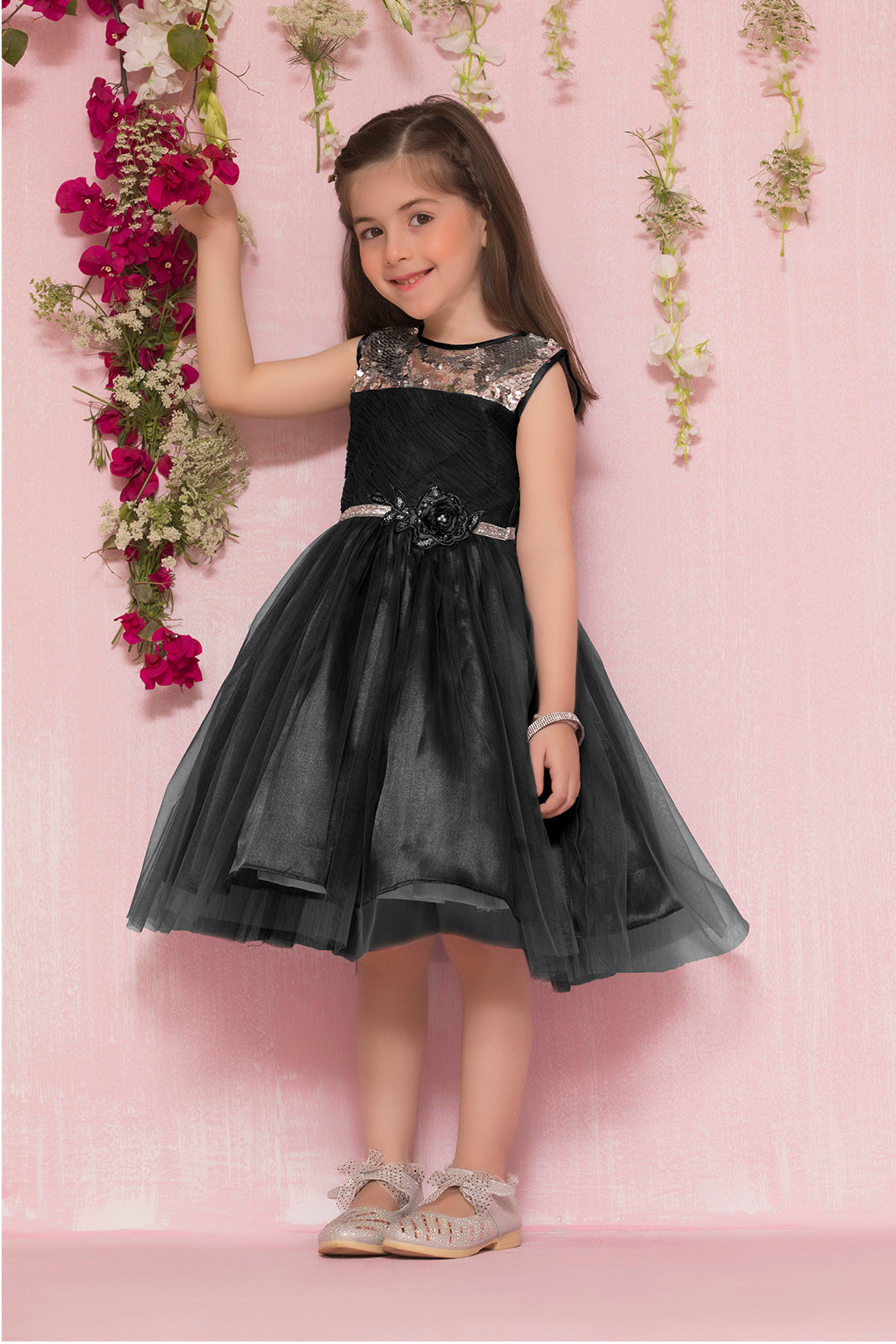 Sequins Net Frock | SS18 | F5021 - SANA'S