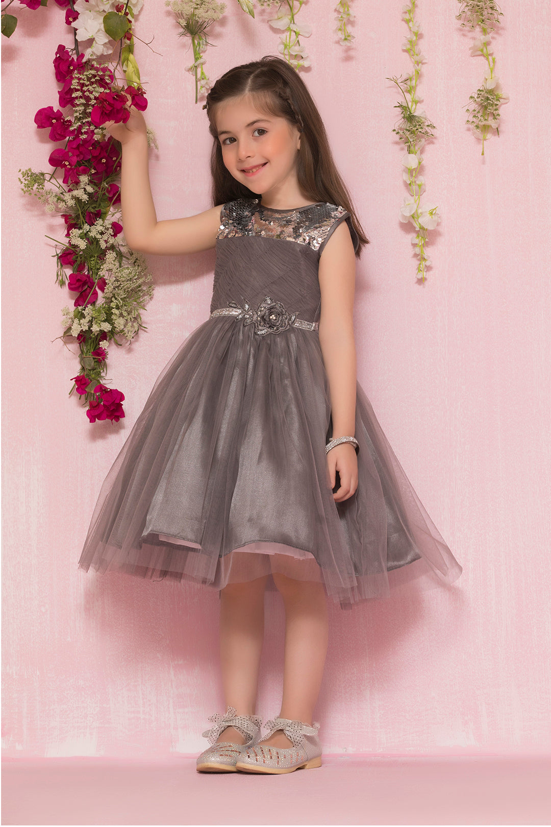 Sequins Net Frock | SS18 | F5021 - SANA'S