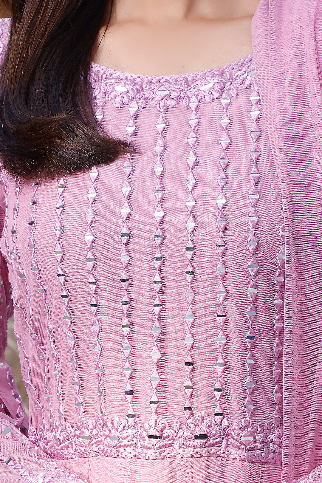Mirror Embroidered Net Long Maxi | MEHRU | M202156