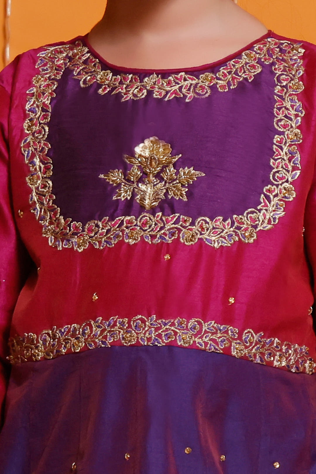 SANA'S red embroidered raw silk maxi dress Pakistan occasion wear