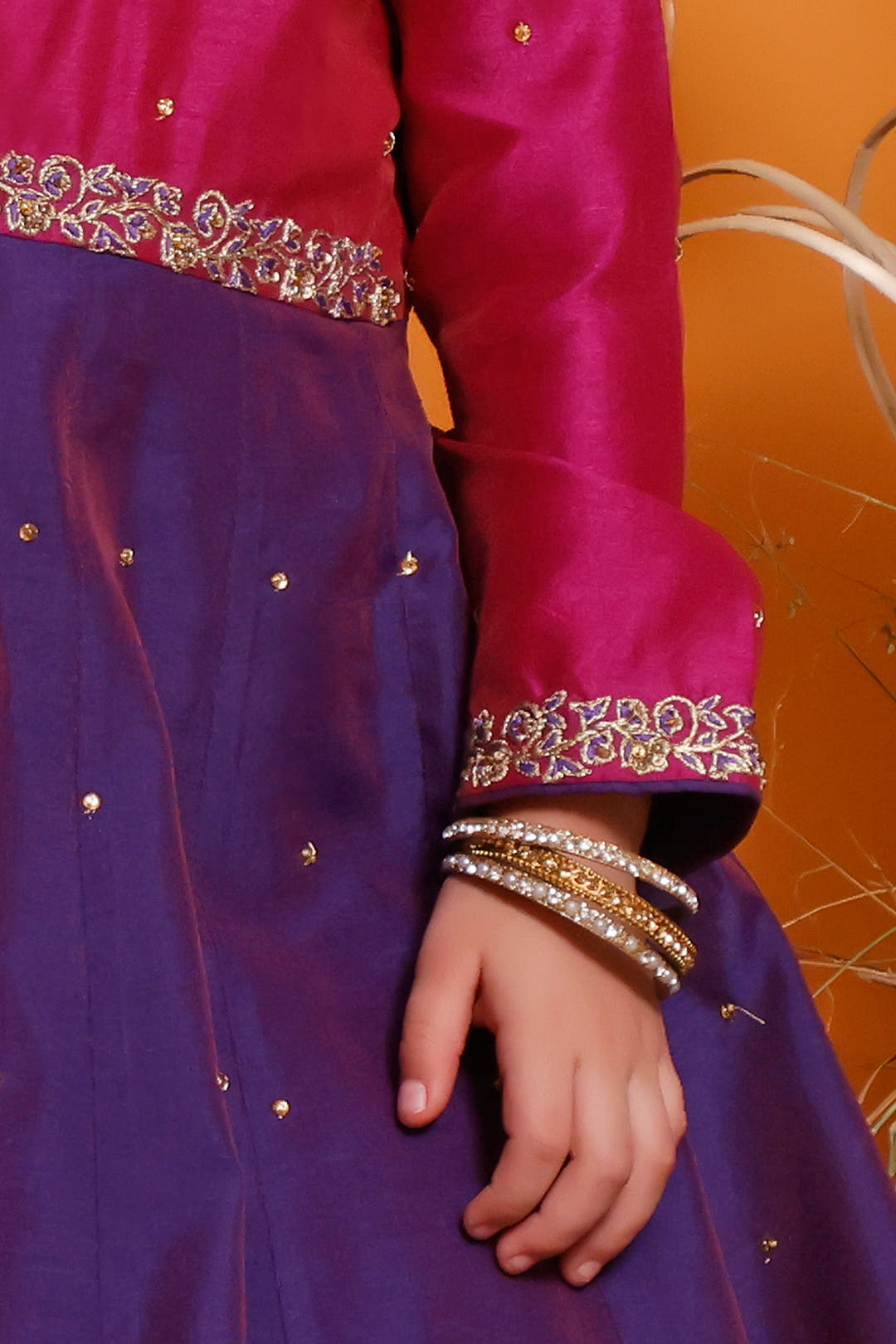 SANA'S red embroidered raw silk maxi dress Pakistan occasion wear