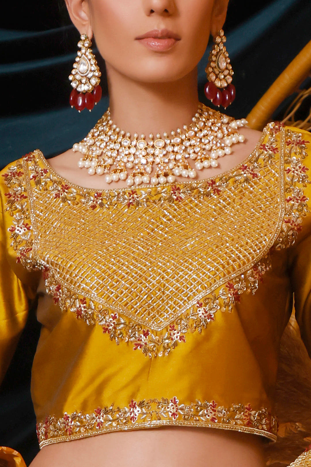 SANA'S red embroidered silk lehenga Pakistan occasion wear