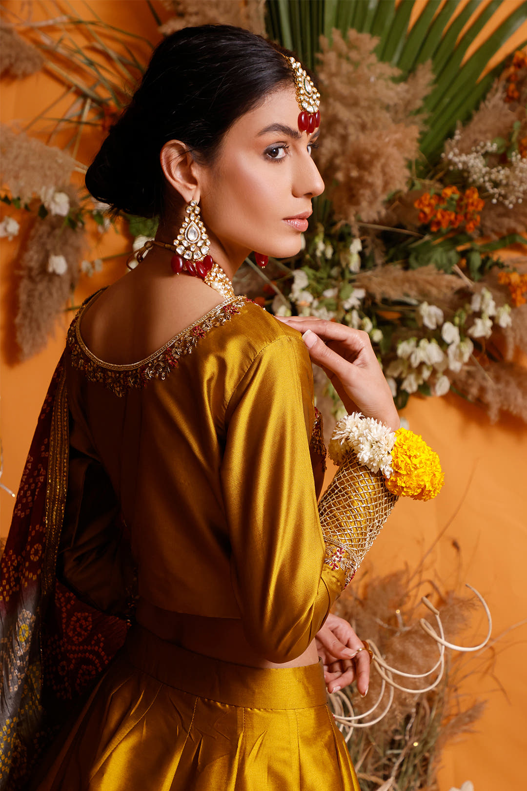 SANA'S red embroidered silk lehenga Pakistan occasion wear
