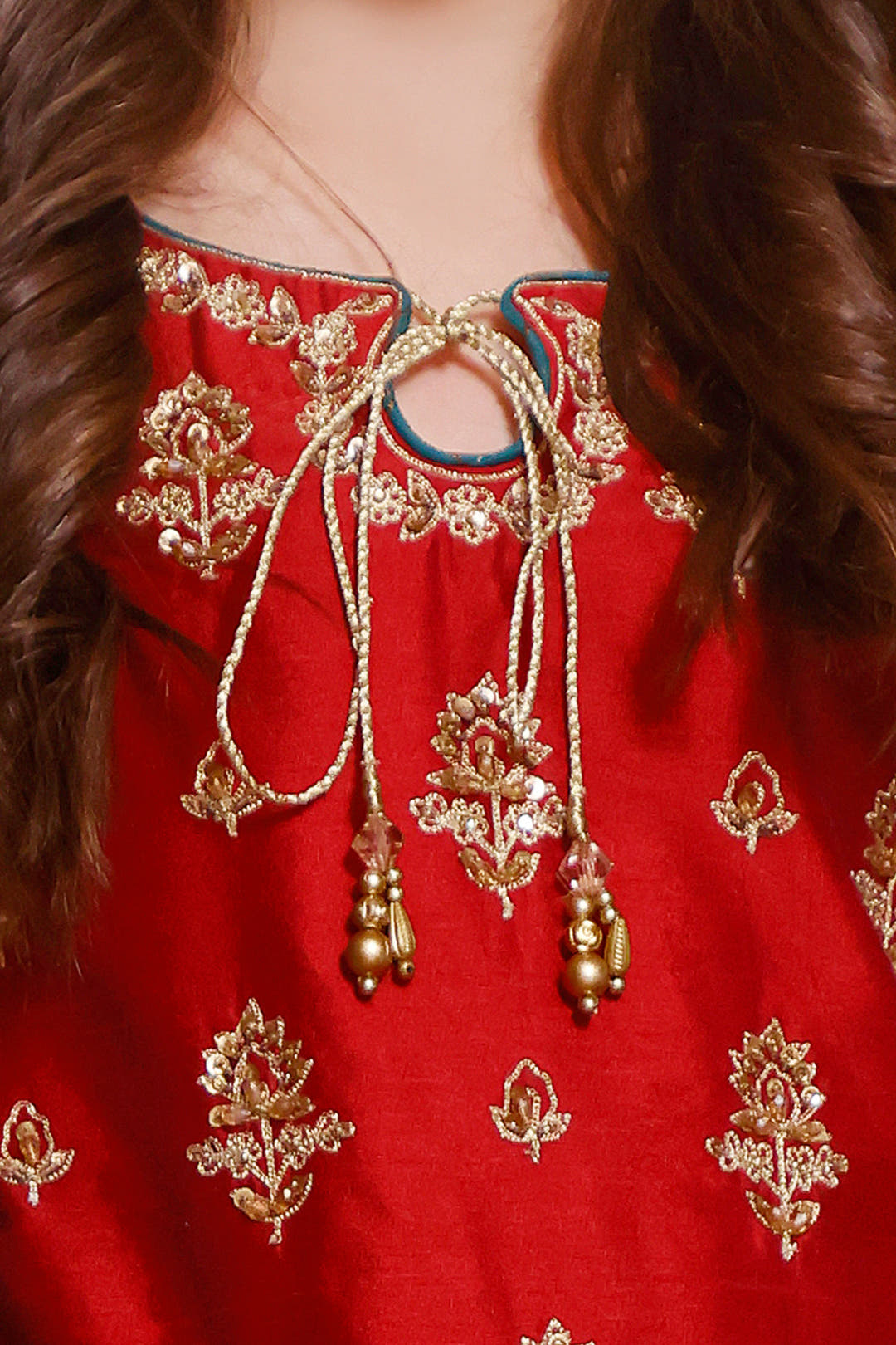 SANA'S red embroidered raw silk gharara suit Pakistan occasion wear