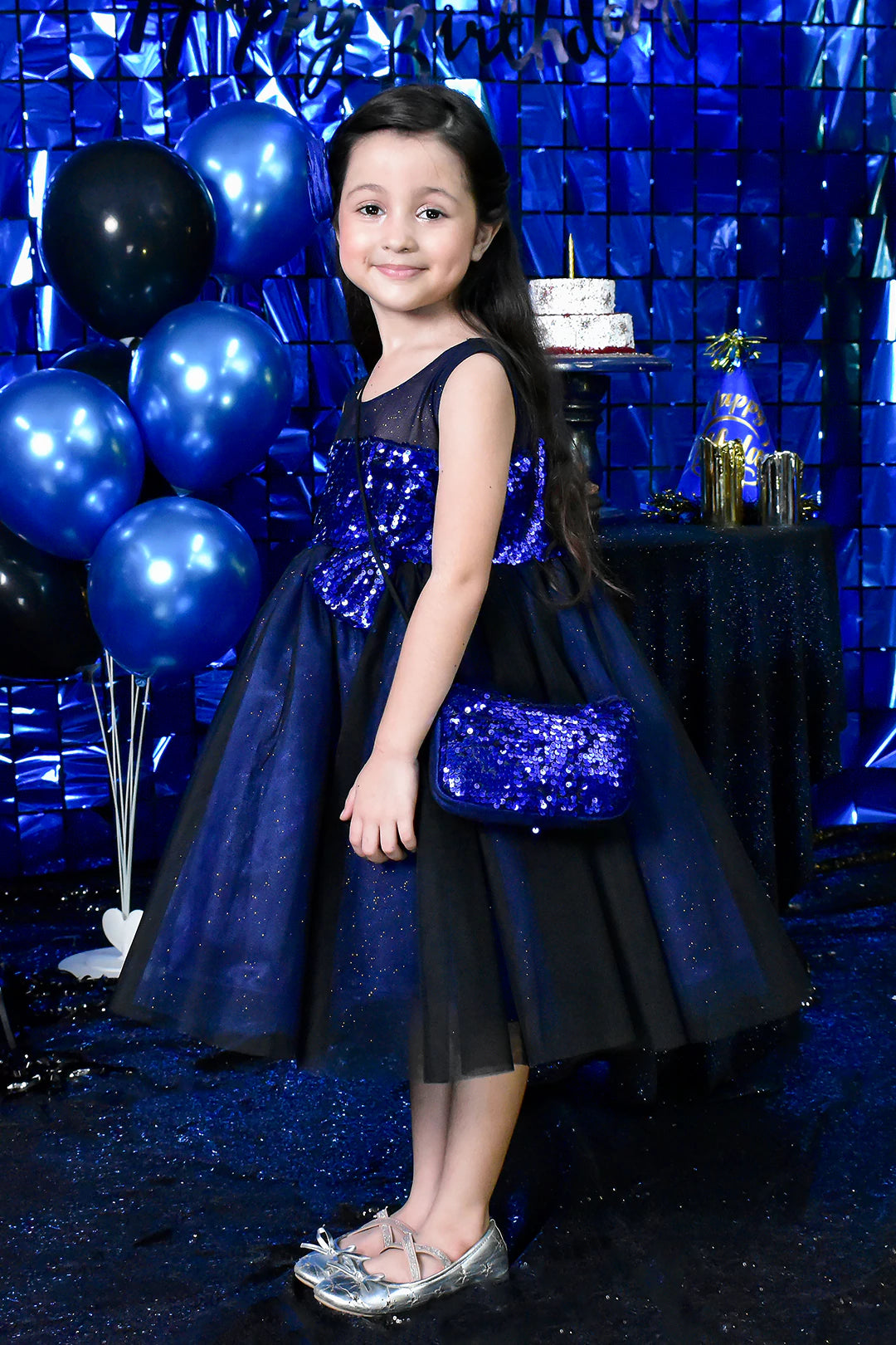 Metallic Sequins Glitter Net Frock | BIRTHDAY BASH | F2172