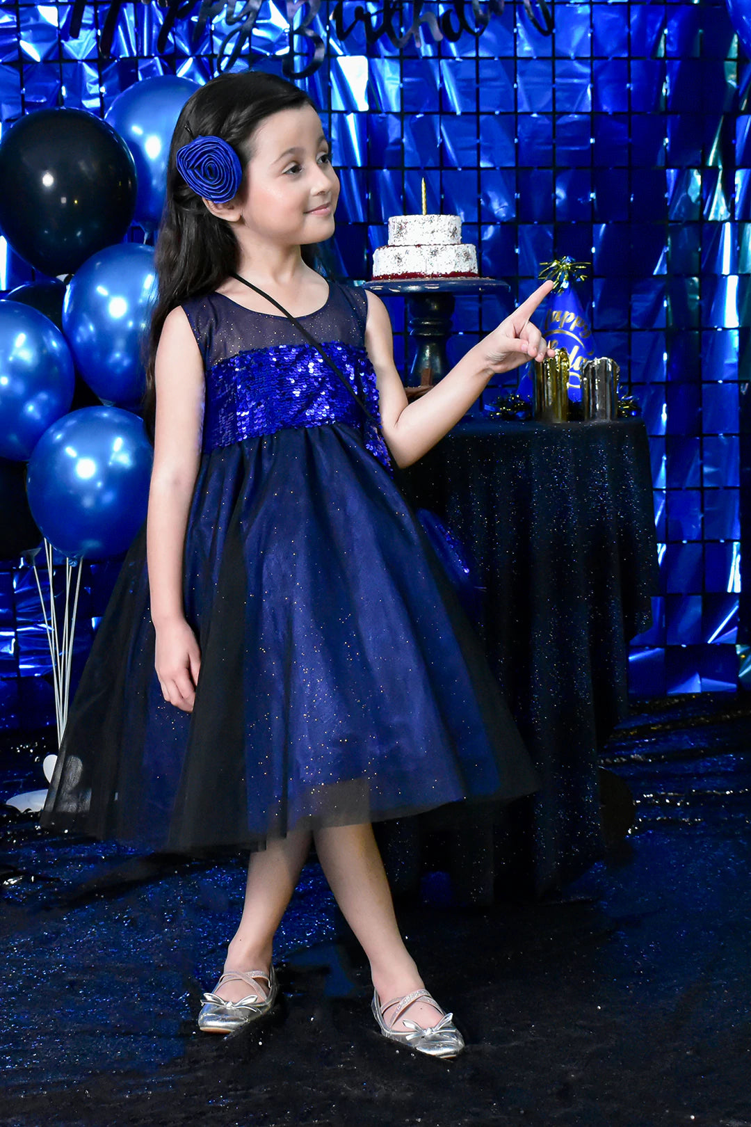 Metallic Sequins Glitter Net Frock | BIRTHDAY BASH | F2172