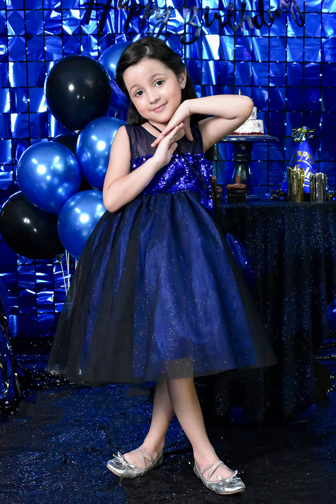 Metallic Sequins Glitter Net Frock | BIRTHDAY BASH | F2172