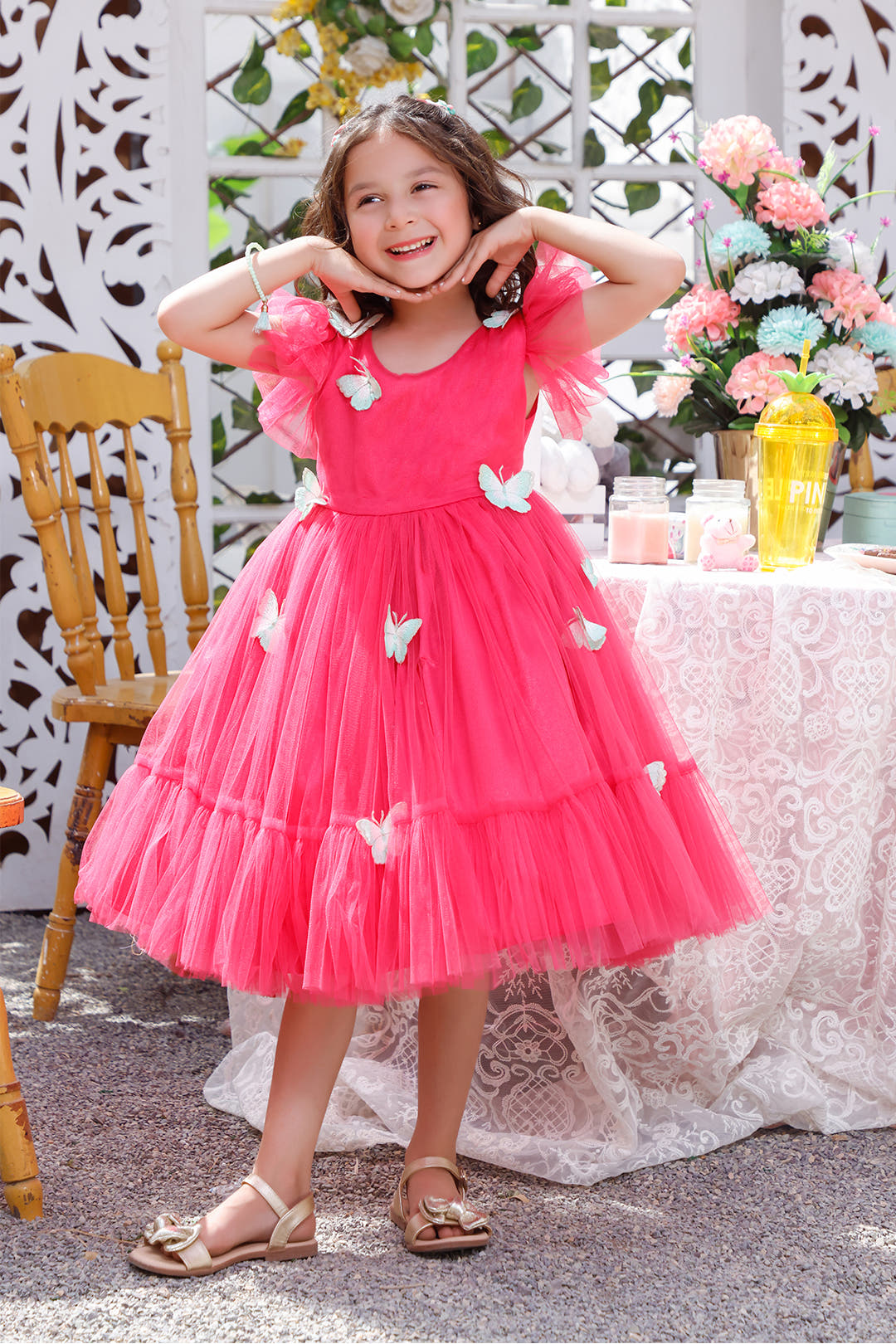 SANA'S red net frock Pakistan occasion wear