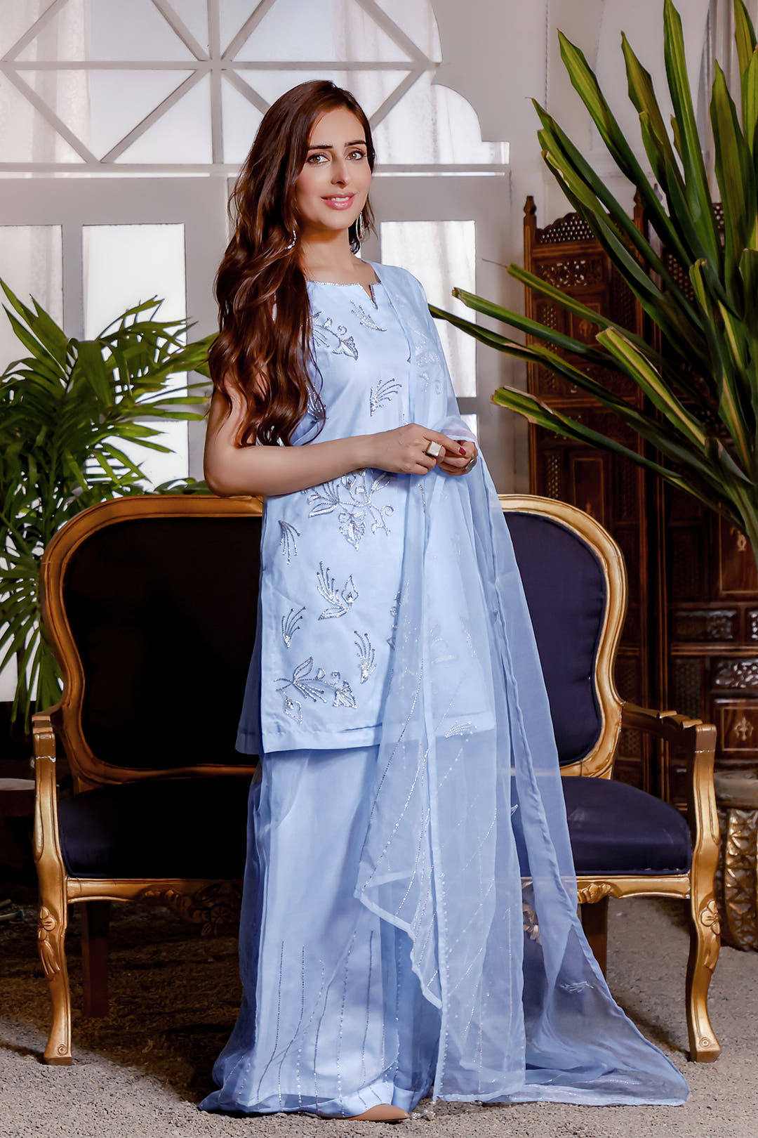 SANA'S red embroidered suit Pakistan occasion wear
