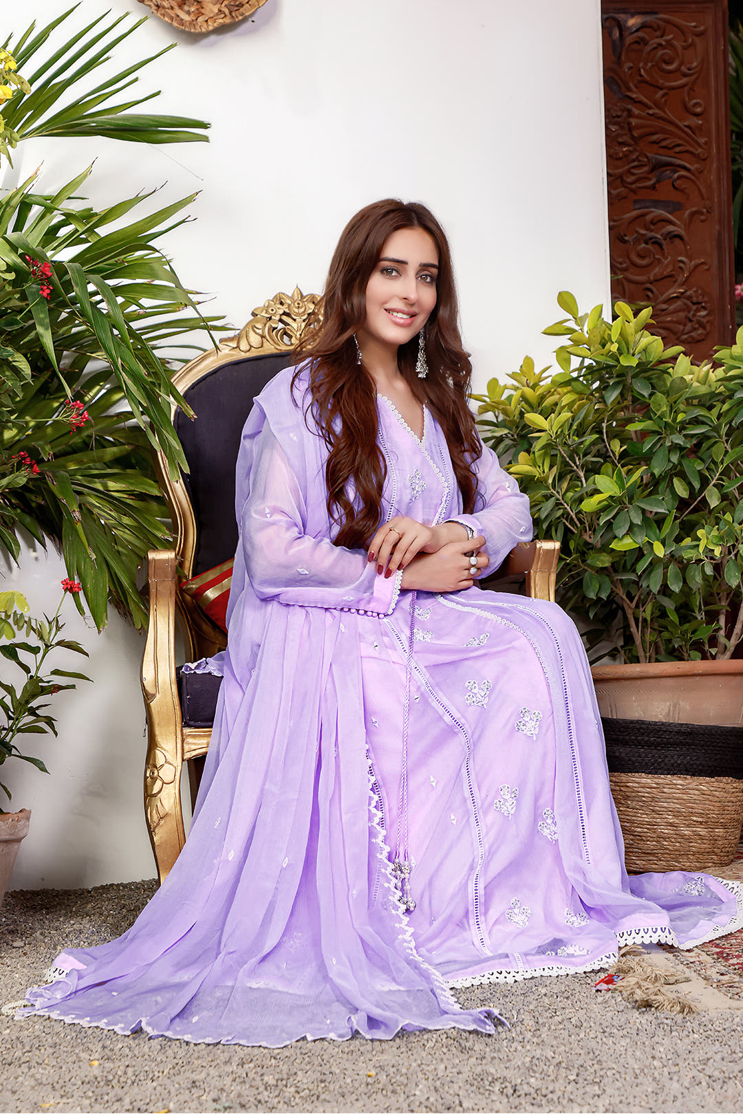 SANA'S red embroidered suit Pakistan occasion wear