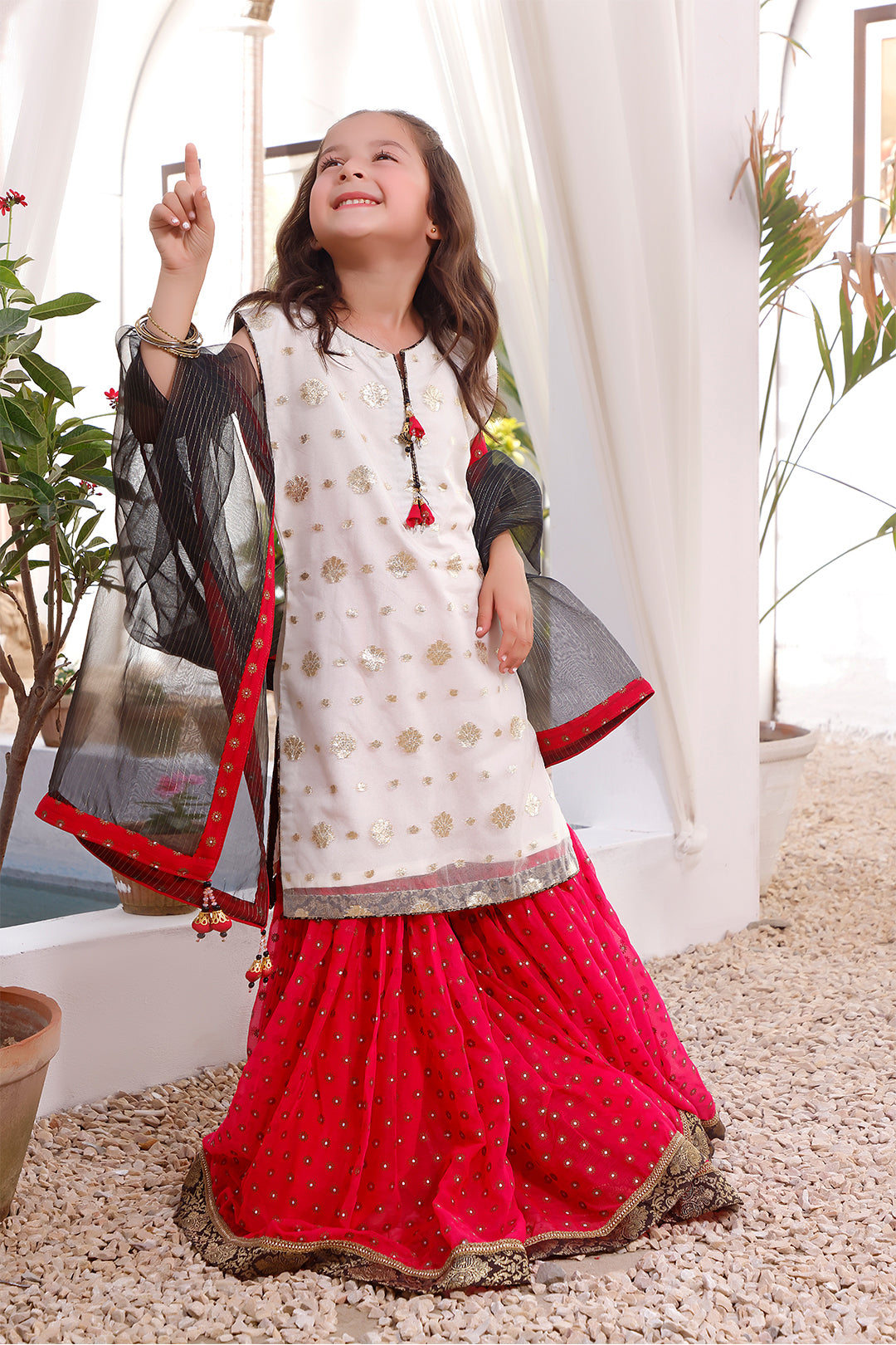 High Contrast Lorex Organza Gharara Suit | KAIRA | G3112