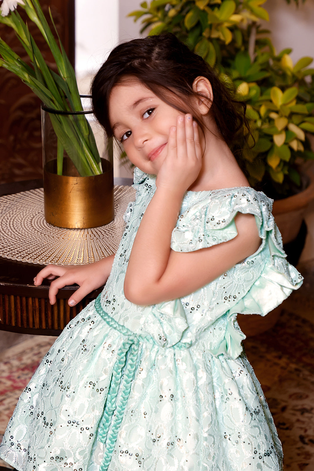 Self Sequins Chantey Lace Frock | KAIRA | F2120