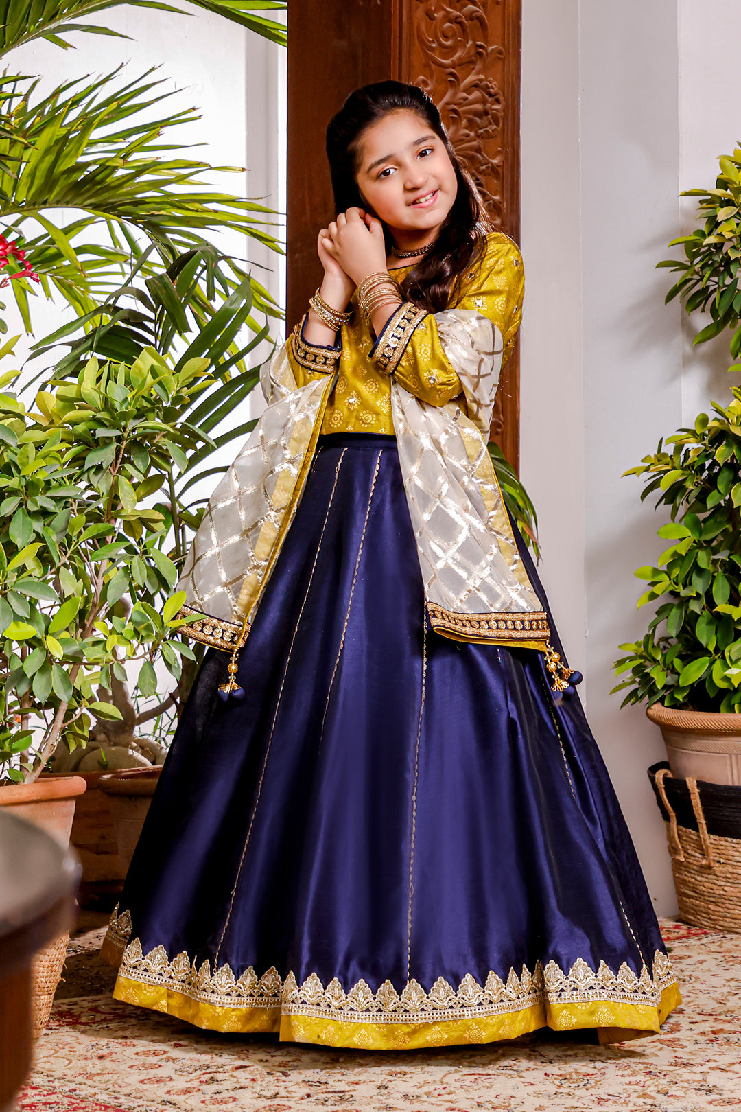 Mirror Work Embroidered Raw Silk Lehenga Choli | KAIRA | L3073