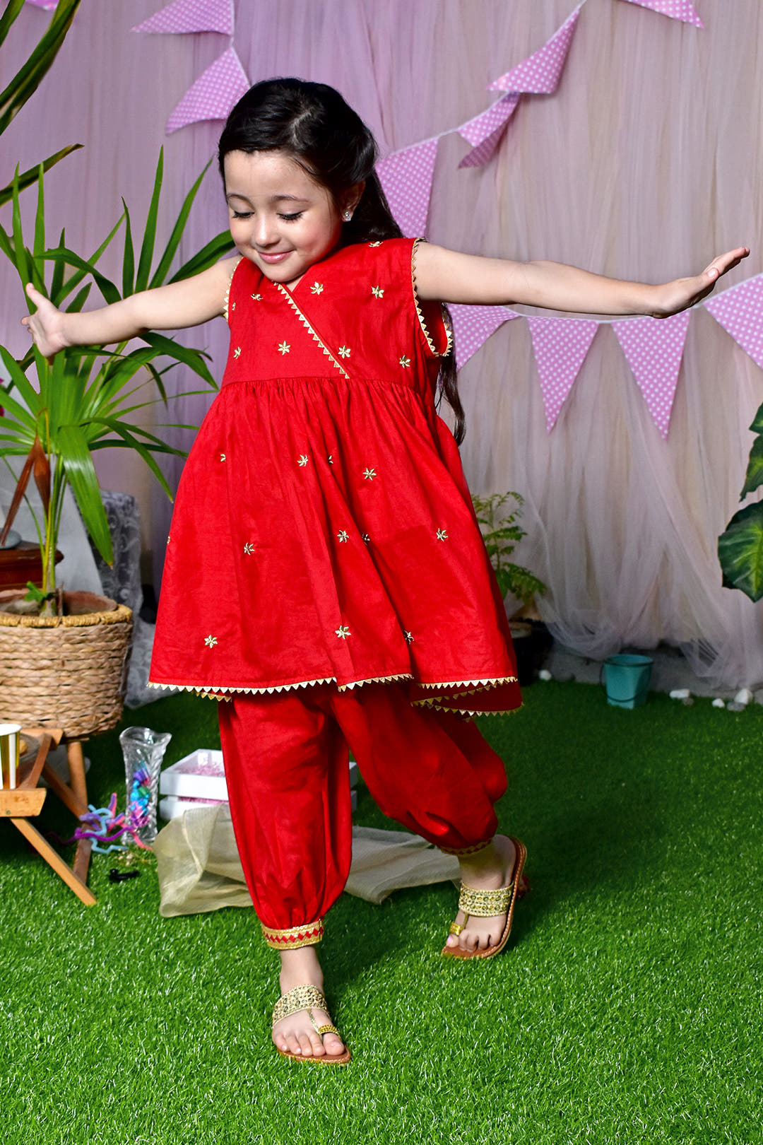 SANA'S red embroidered cotton suit Pakistan occasion wear