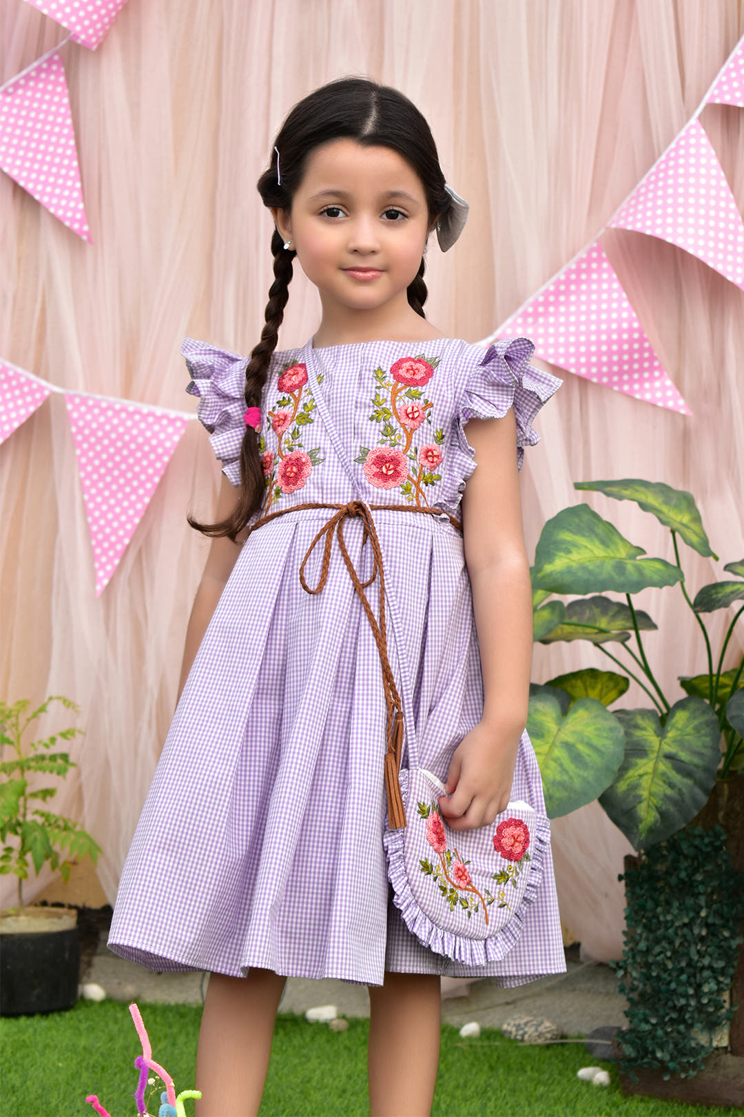 SANA'S red embroidered cotton frock Pakistan occasion wear