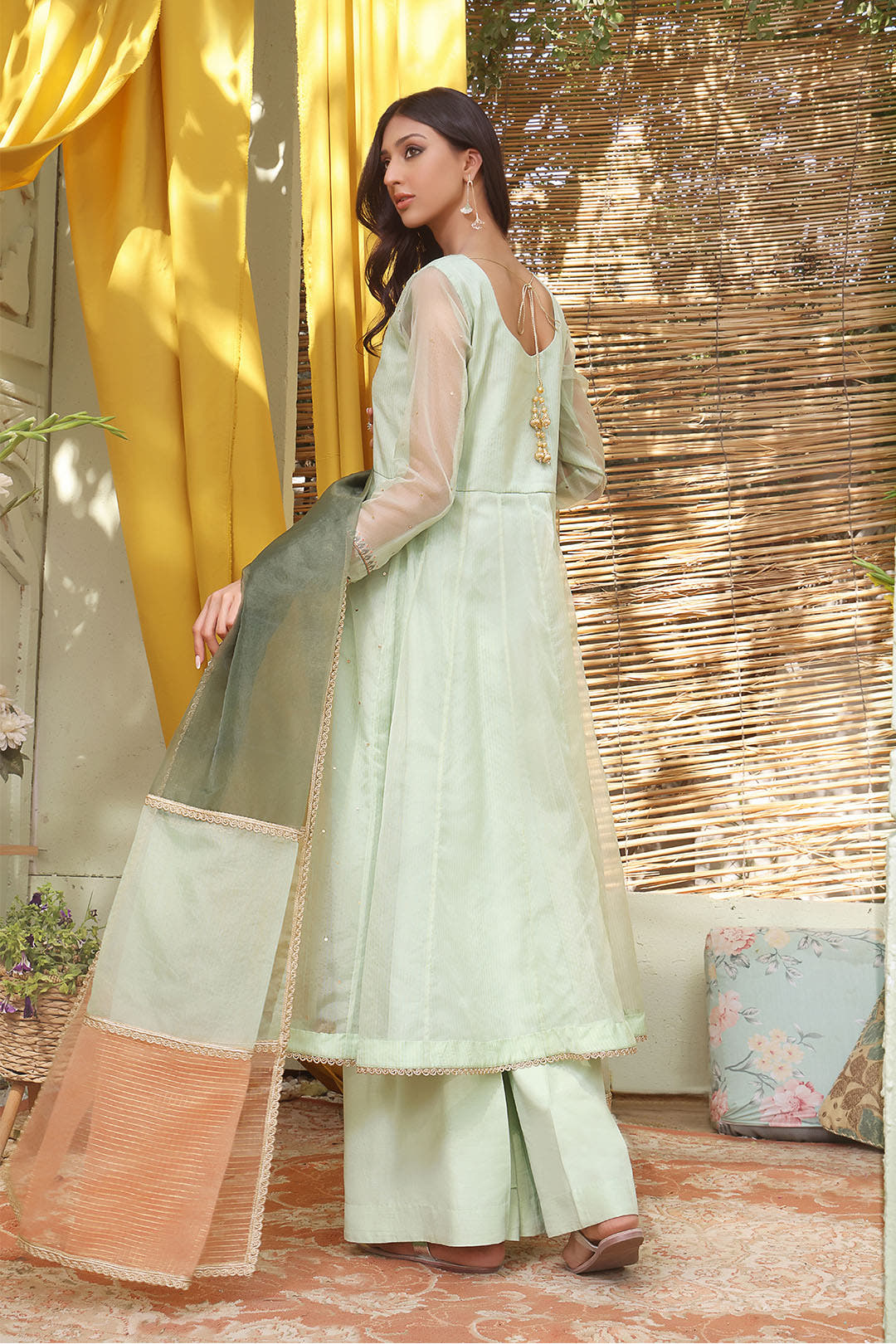 SANA'S red embroidered organza suit Pakistan Eid