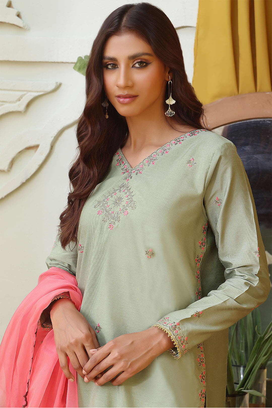 SANA'S red embroidered raw silk gharara suit Pakistan Eid