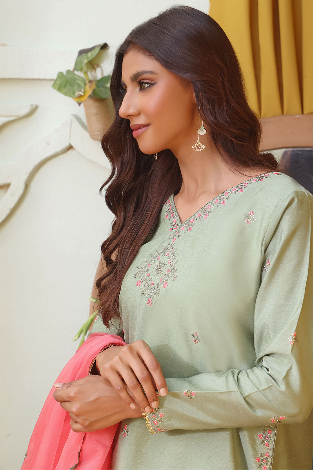 SANA'S red embroidered raw silk gharara suit Pakistan Eid