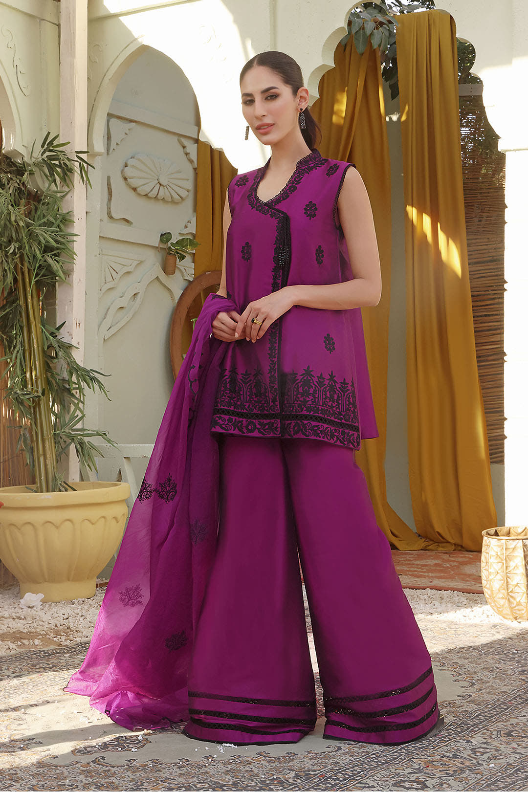 SANA'S red embroidered silk suit Pakistan Eid