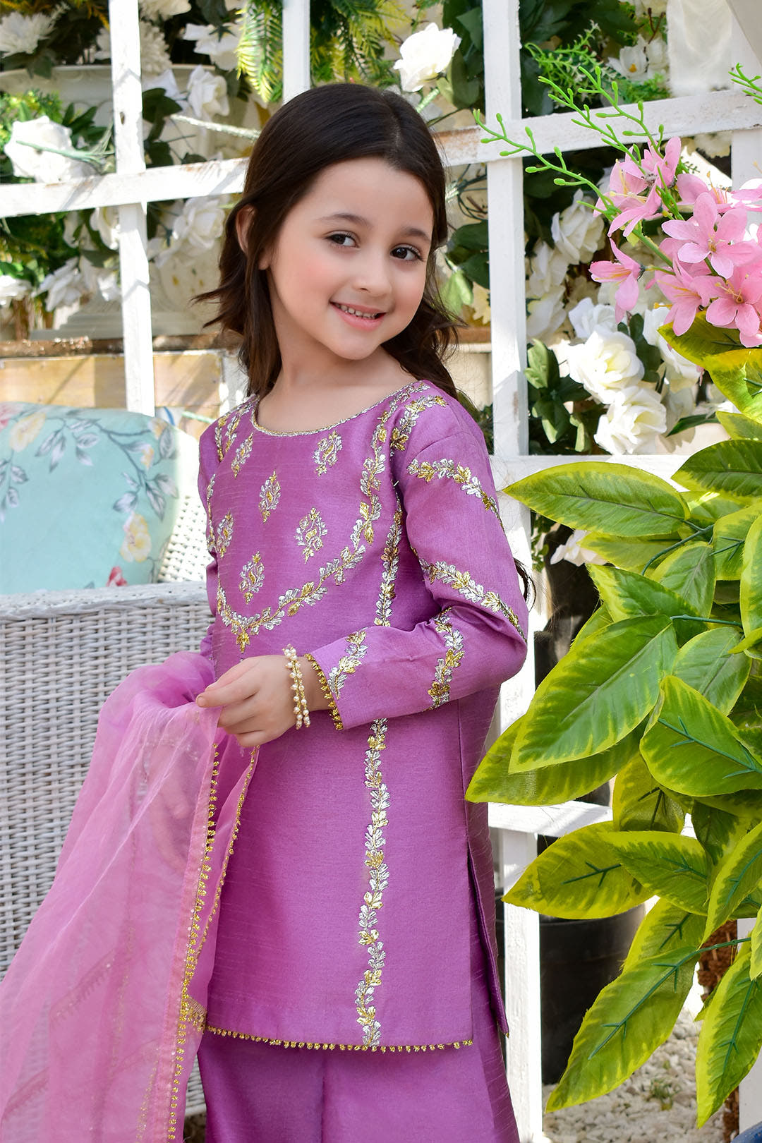 SANA'S red embroidered raw silk suit Pakistan Eid