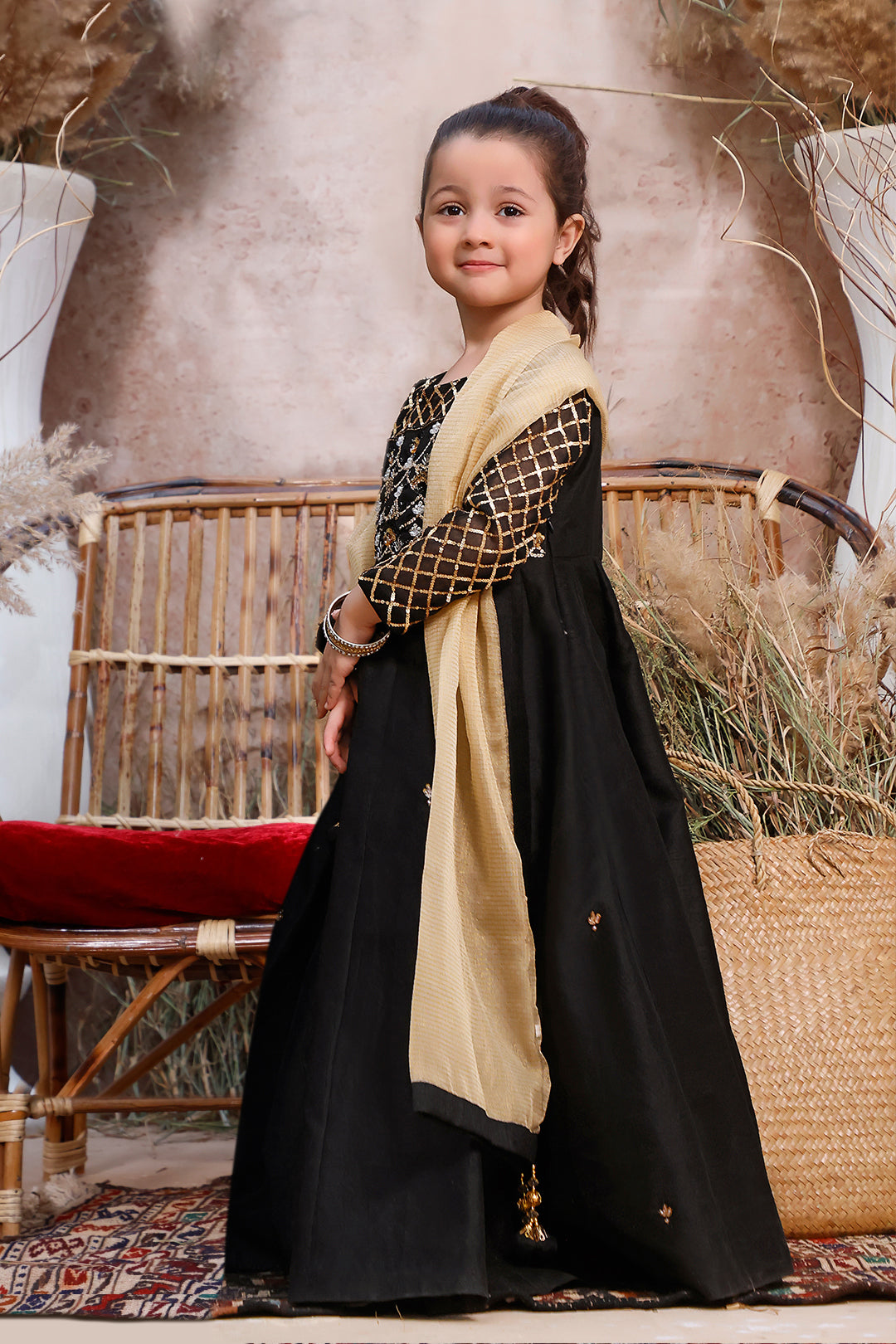 Handwork Embroidered Raw Silk Long Maxi | MEHRU | M3069
