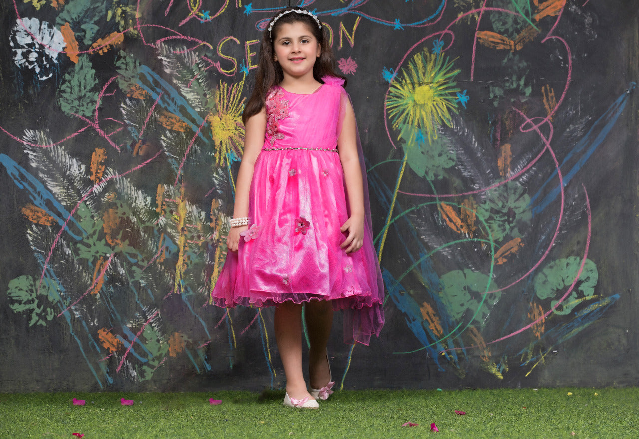 Embroidered Flower Net Frock | SS18 | F961