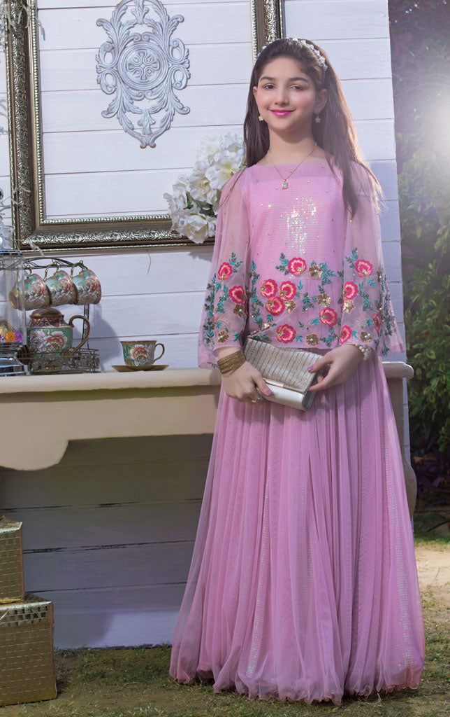 Embroidered Net Cape Sequins Maxi | WC1718 | M696 - SANA'S