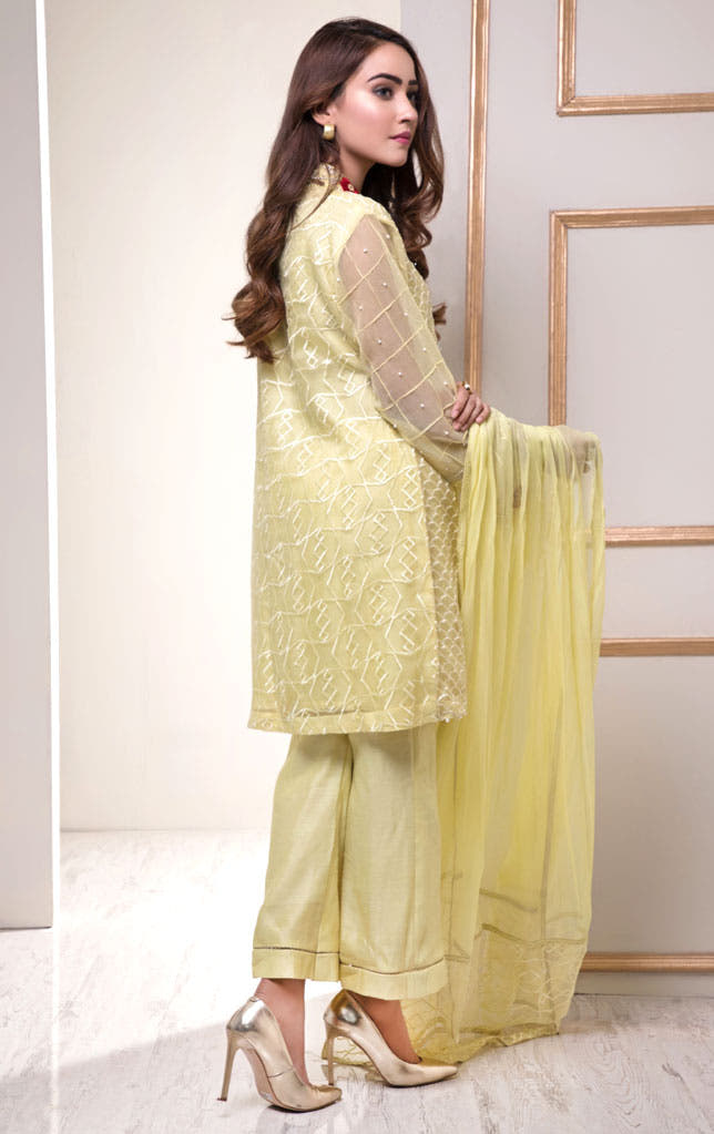 SANA'S red embroidered organza suit Pakistan occasion wear
