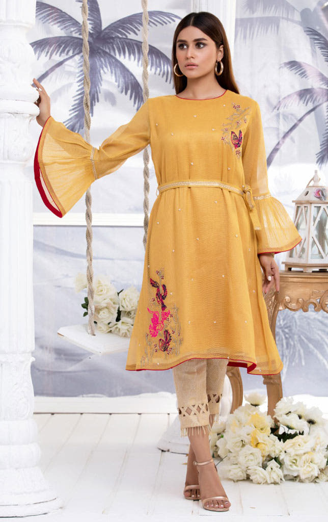 SANA'S red embroidered net kurti Pakistan occasion wear