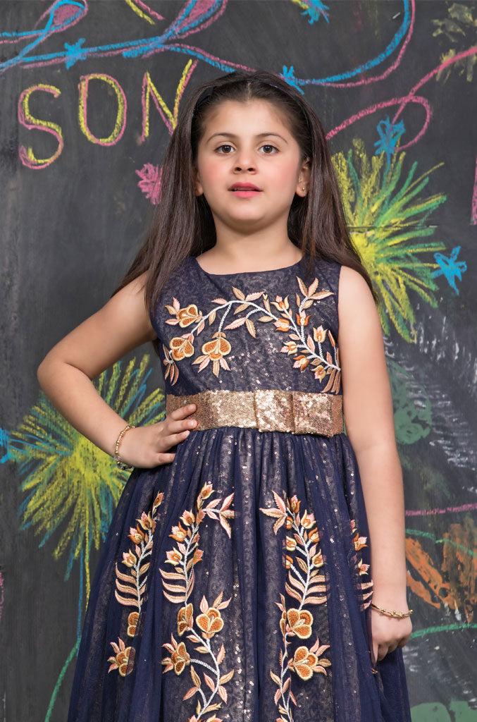 Embroidered Sequins Net Frock | SS18 | F955 - SANA'S