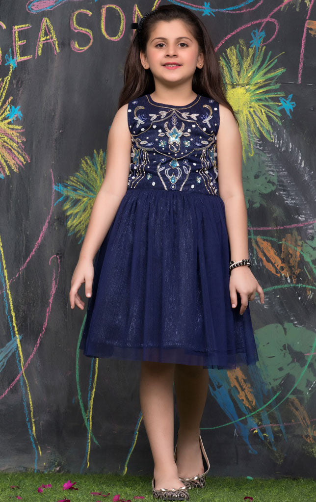 Embroidered Jersey Net Frock | SS18 | F959