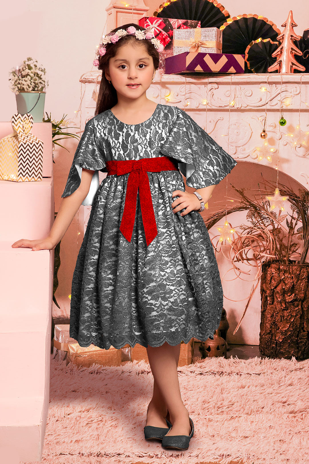 Chantilly Lace Umbrella Style Frock | Winter Festive | F2005