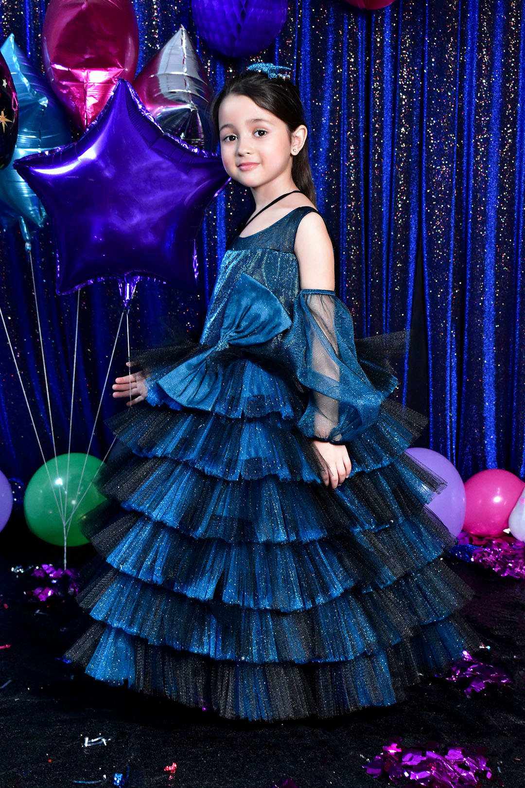 Moonlight Glitter Net Long Gown Western Maxi | BIRTHDAY BASH | WM3147