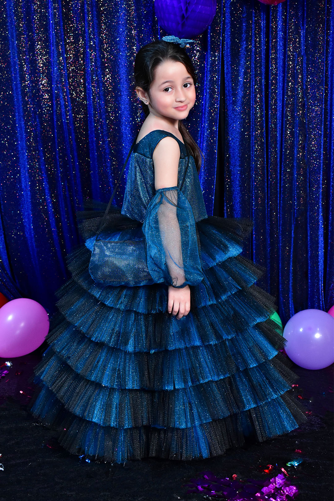 Moonlight Glitter Net Long Gown Western Maxi | BIRTHDAY BASH | WM3147