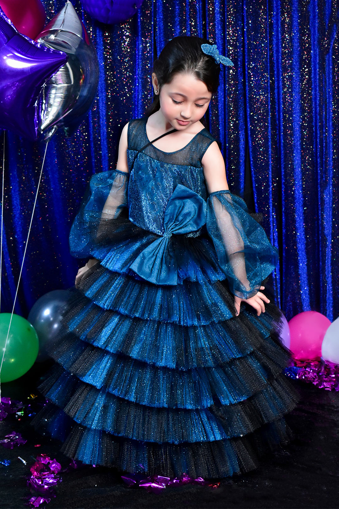 Moonlight Glitter Net Long Gown Western Maxi | BIRTHDAY BASH | WM3147