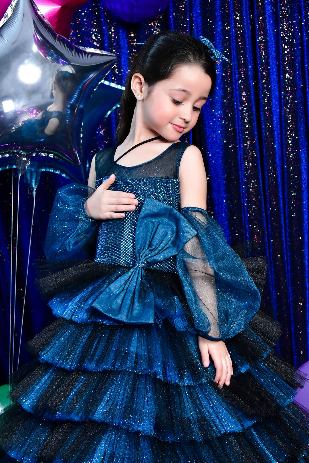 Moonlight Glitter Net Long Gown Western Maxi | BIRTHDAY BASH | WM3147