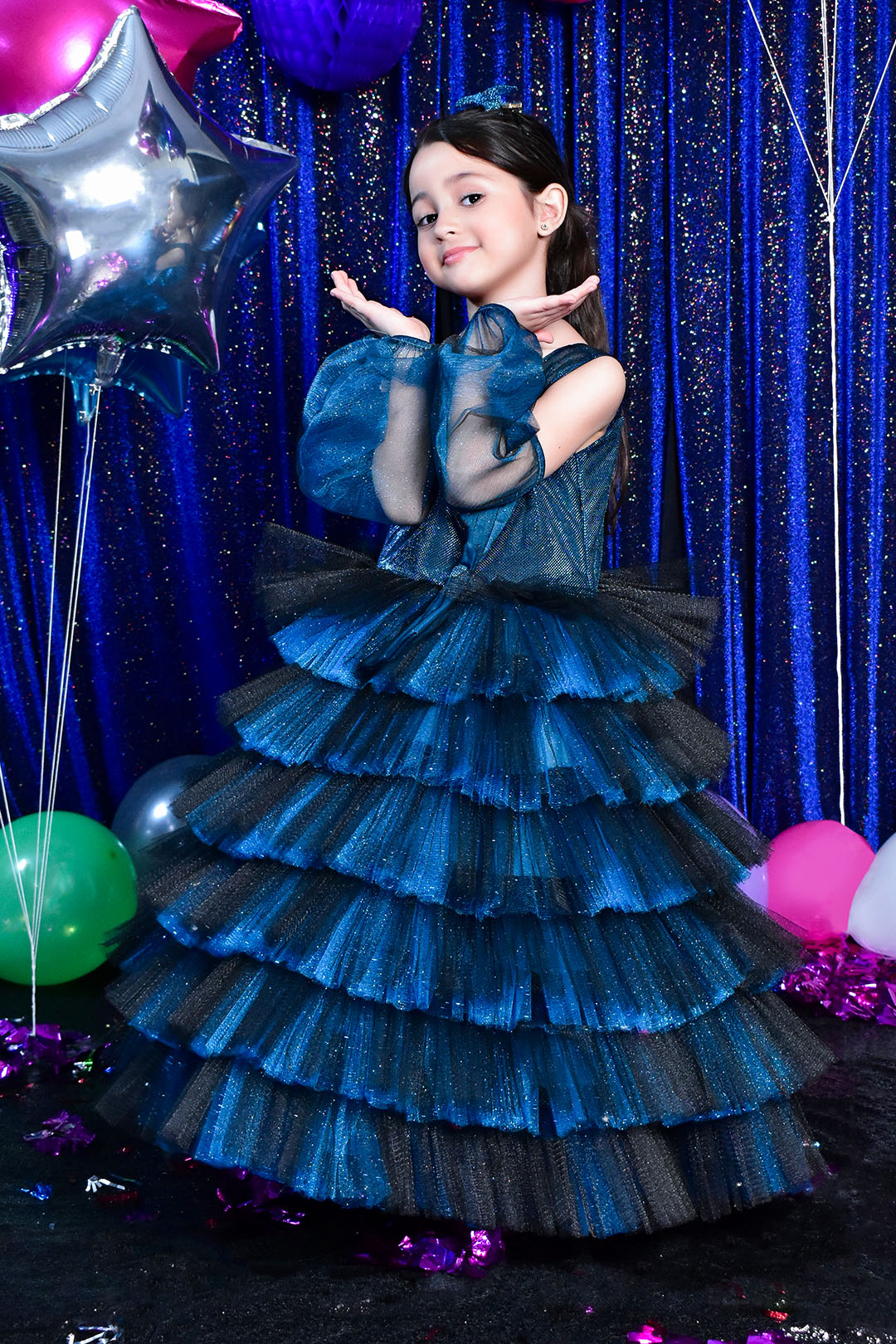 Moonlight Glitter Net Long Gown Western Maxi | BIRTHDAY BASH | WM3147