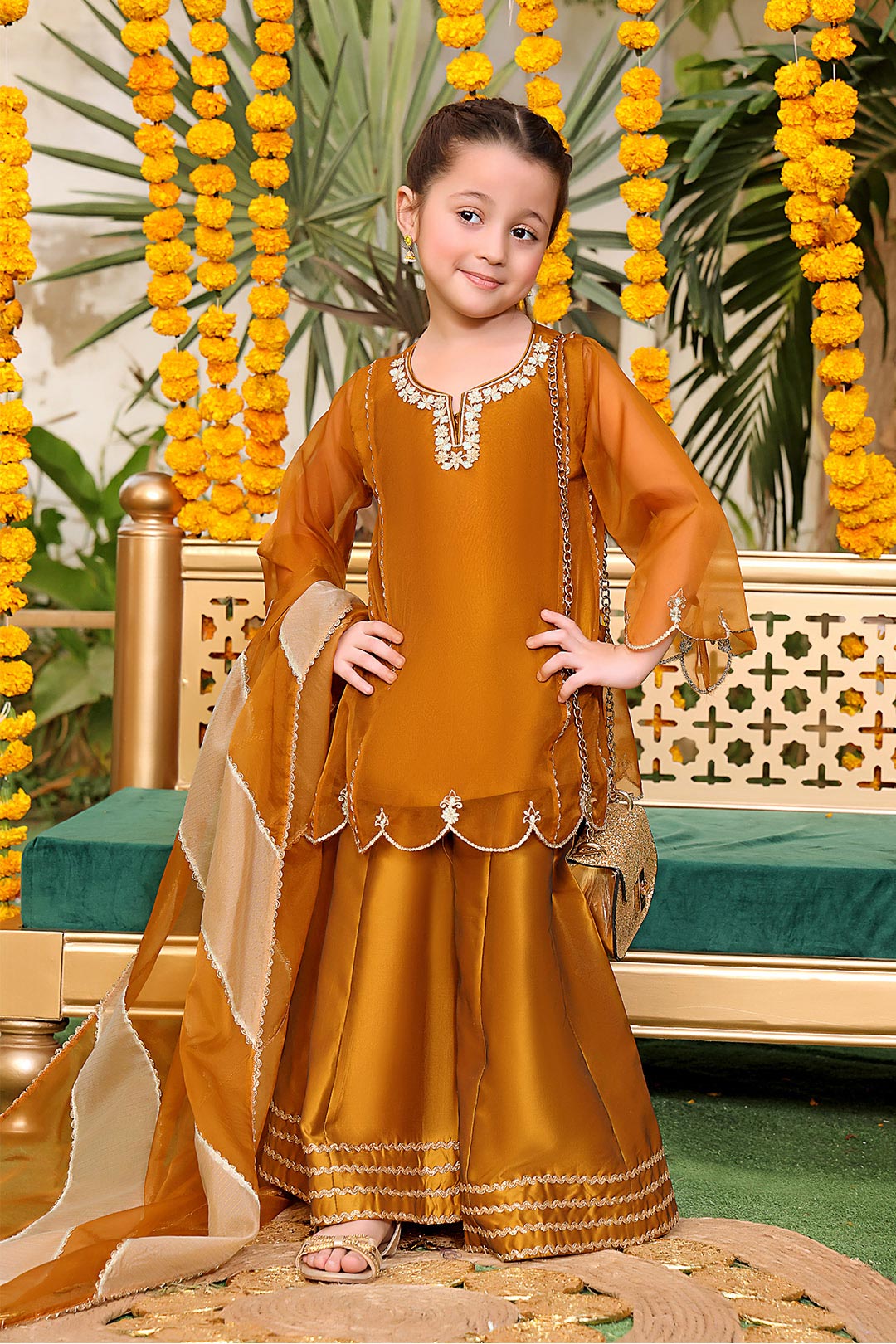 SANA'S red embroidered organza plazo suit Pakistan occasion wear